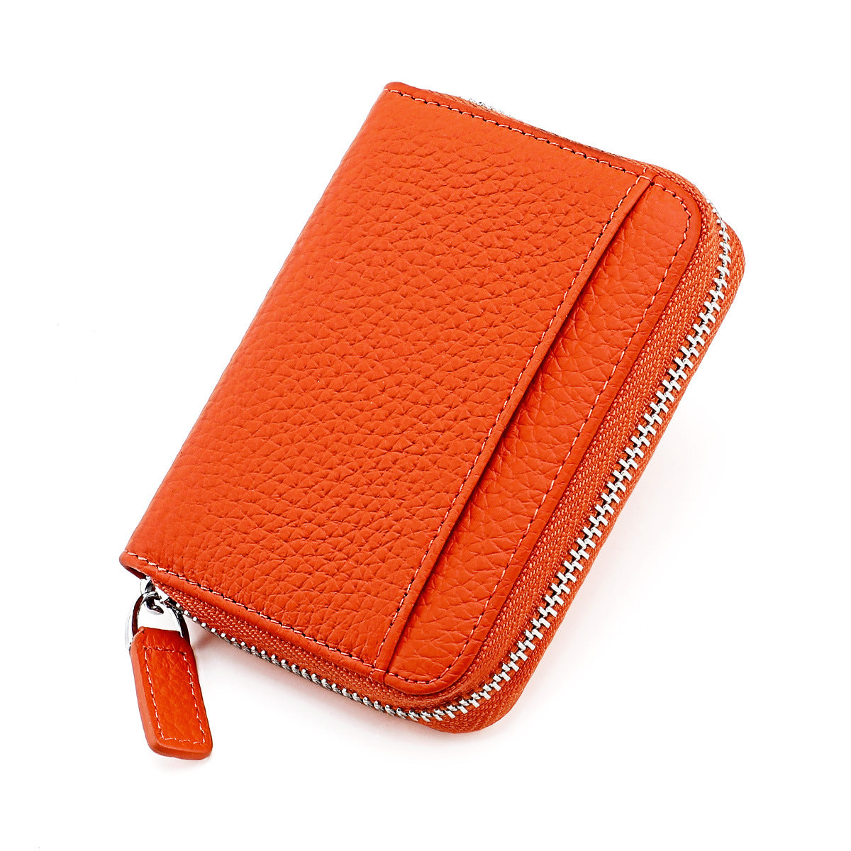 Women's & Men's & Leather Expanding Swiping Zipper Change Card Holder