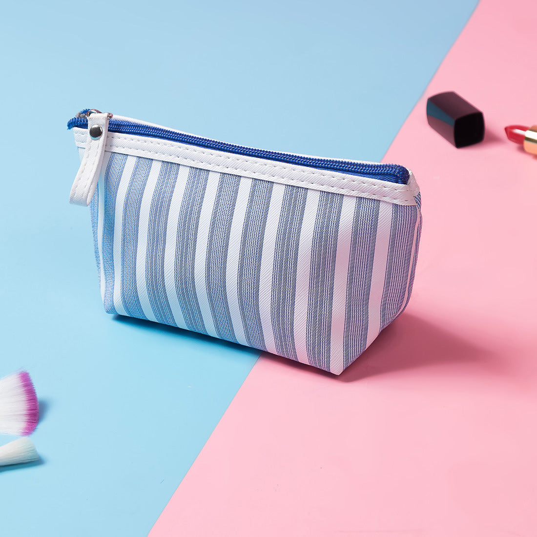 Style Wash Portable Storage Classic Striped Makeup Bag