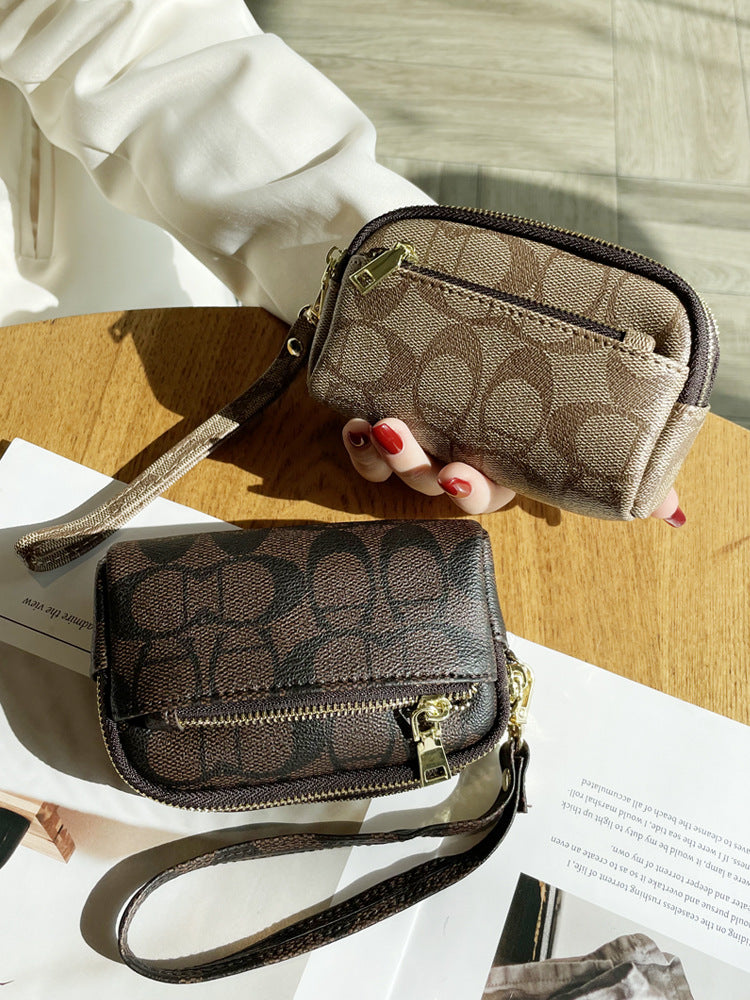 Women's Exquisite Triple Zipper Mini Clutch Coin Purses