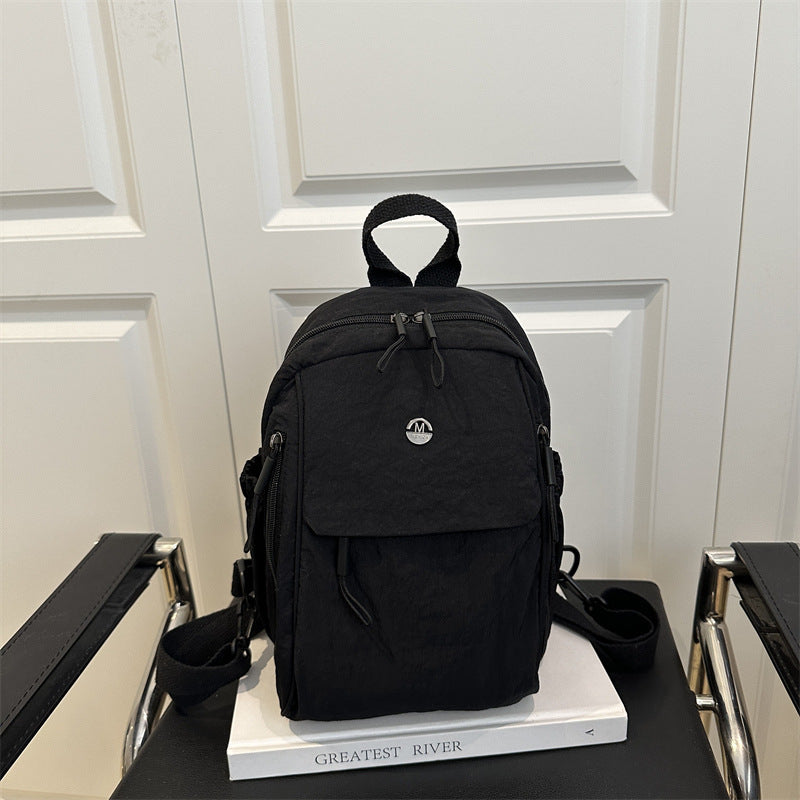 Fashion Simple Nylon Cloth Pure Color Backpacks