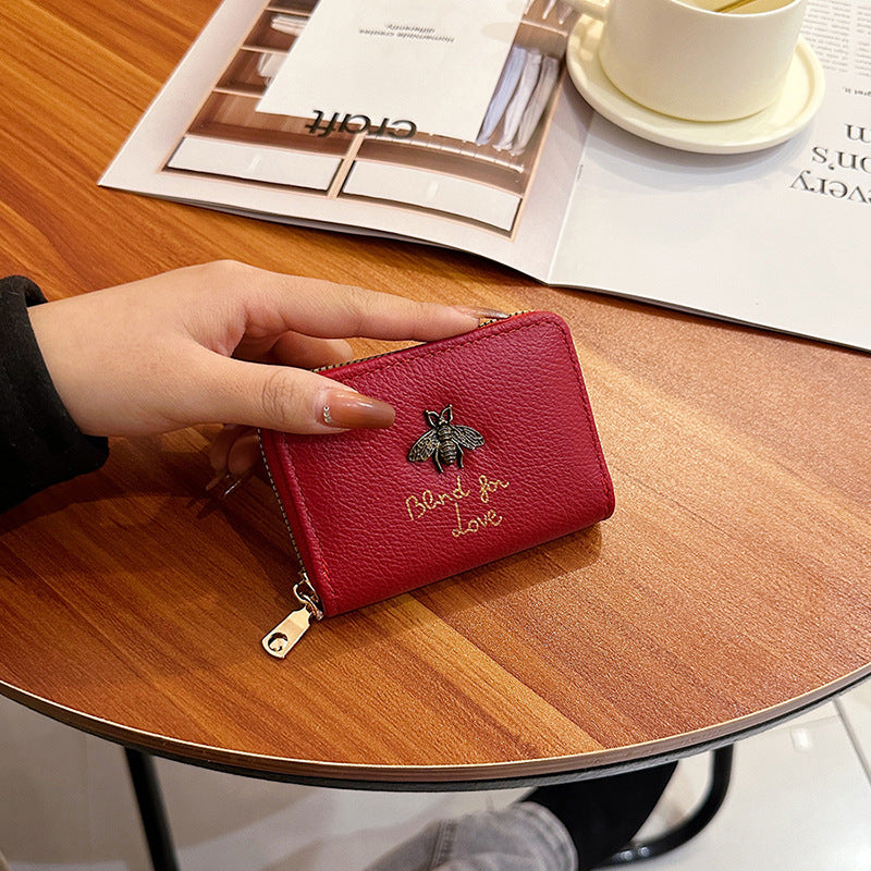 Women's Female Bee Zip Organ Sleeve Clamp Coin Purses