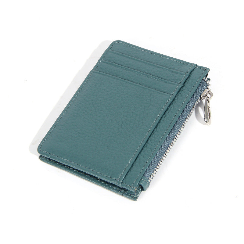 Women's & Men's & Leather Cowhide Solid-color Thin Section Card Holder