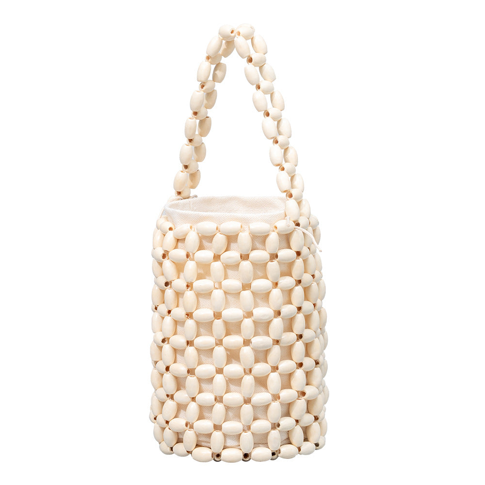 Hand-woven Design High Sense Wooden Bead Women's Shoulder Bag