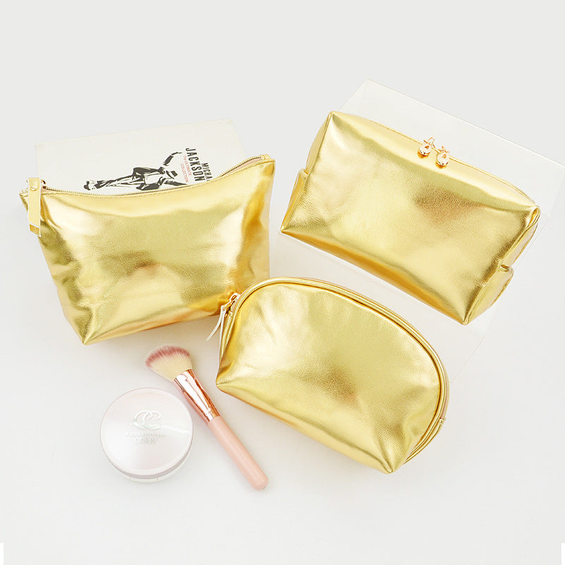 Golden Full Texture Portable Toiletry Good-looking Makeup Bag