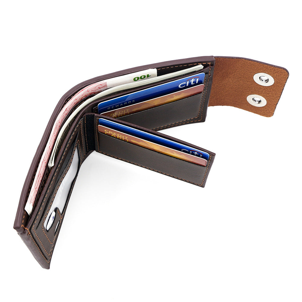 Men's Fashion Embossed Magnetic Snap Short Zipper Ladies Wallet