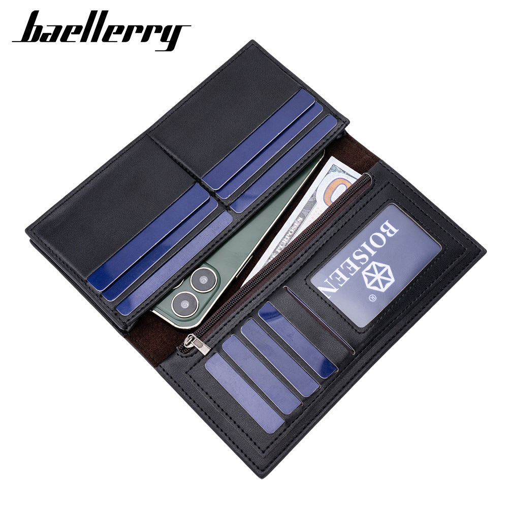 Men's Long Business Multiple Slots Zipper Thin Men's Wallets