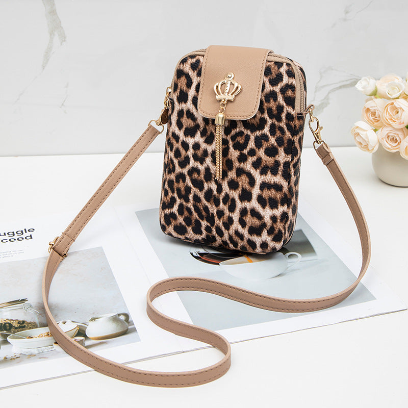 Fashionable Woven Crown Decorative Mobile Plaid Women's Messenger Bag