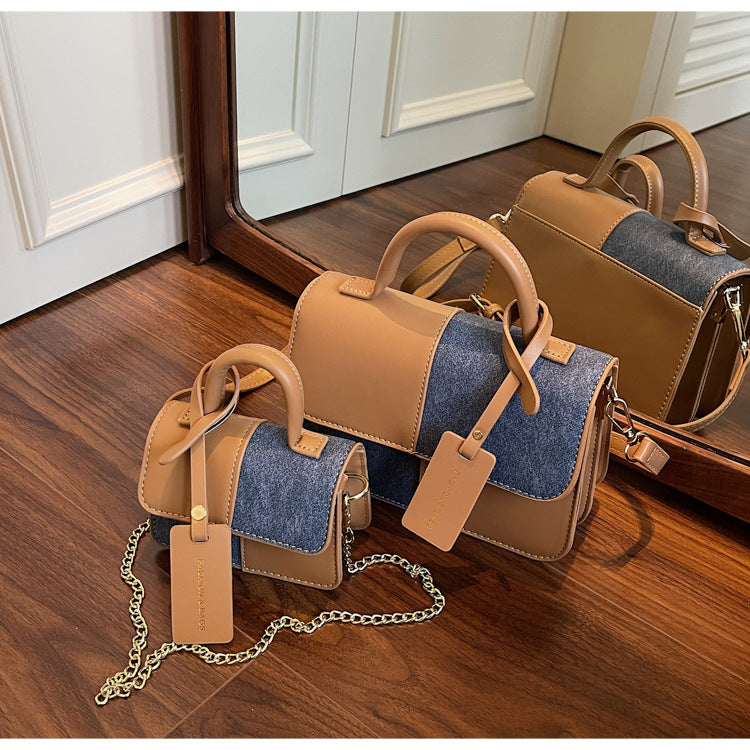 Women's Fashion Stitching Texture Portable Commuter Western Bags