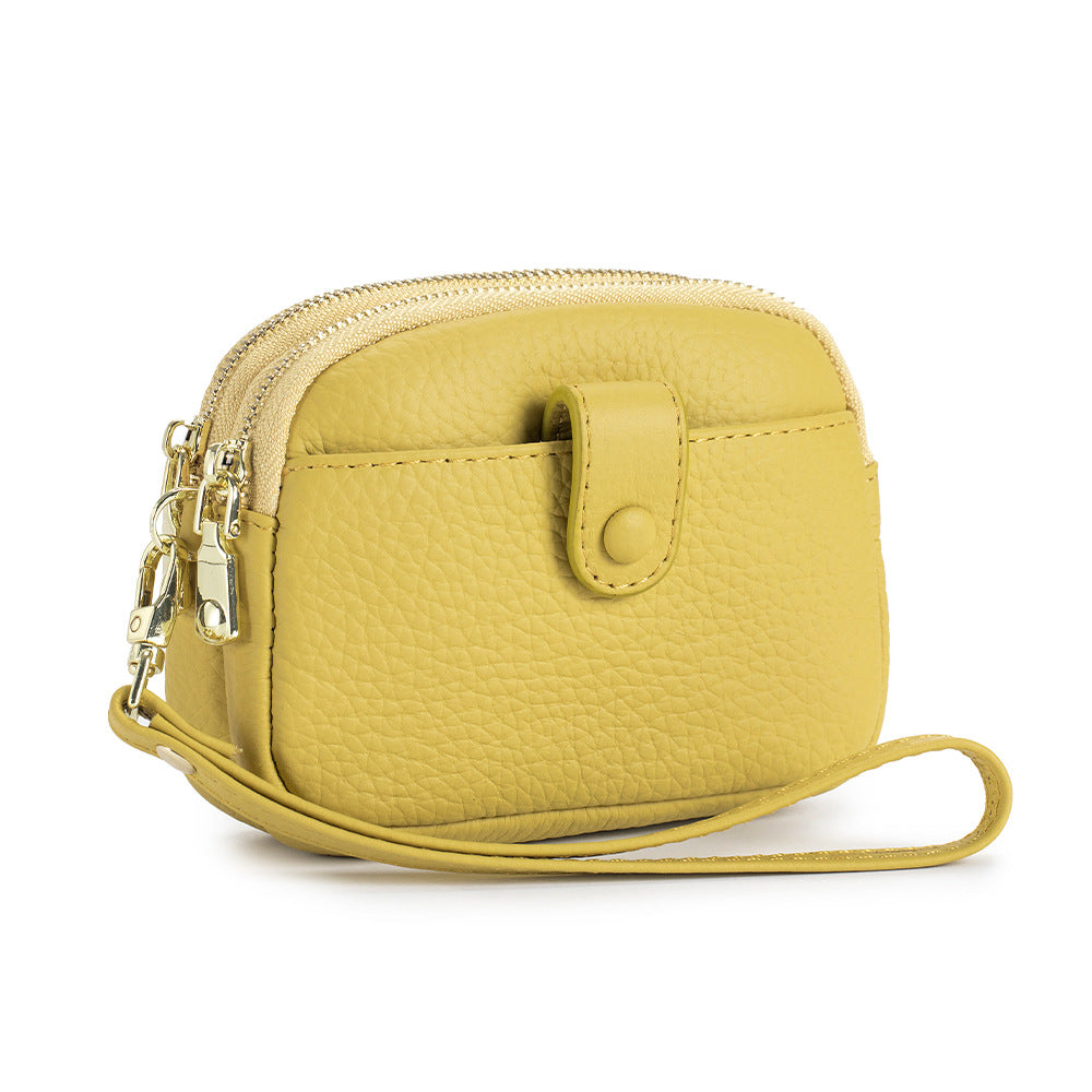 Women's Mini Leather Large Capacity Double Zipper Coin Purses