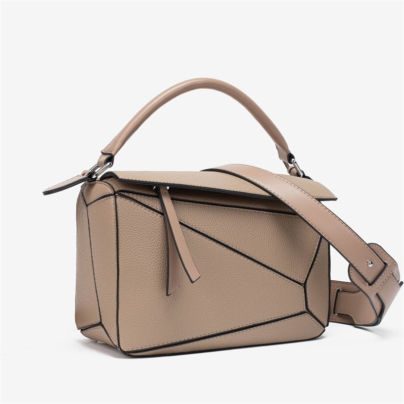 Stitching Geometric Lychee Pattern Lightweight Large Crossbody Bags