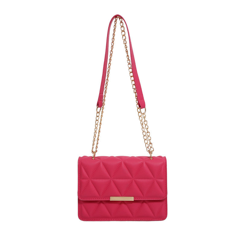 Color Simple Elegant Rhombus Embroidery Thread Korean Style Trendy Beautiful Women's Shoulder Bag
