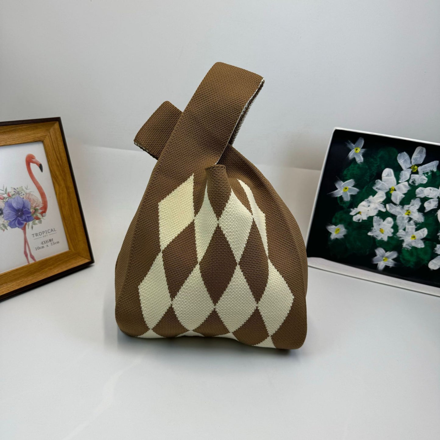 Women's Cute Panda Knitted Wool Version Hand Carrying Handbags