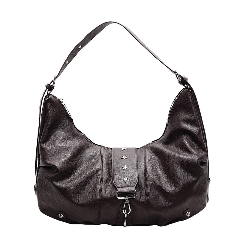 Locomotive Style Versatile Studded Large Capacity Idle Commuting High Women's Messenger Bag