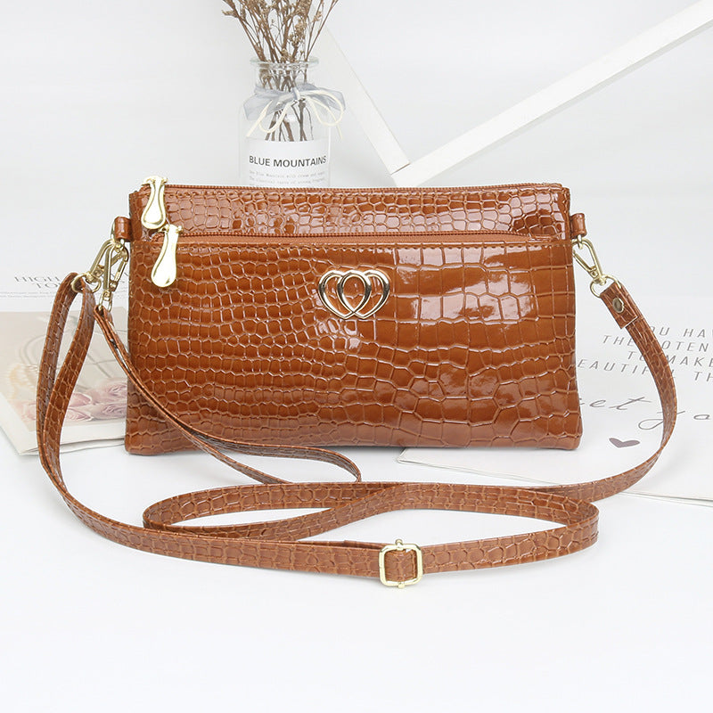Women's Fashion Shiny Surface Patent Leather Crocodile Women's Messenger Bag