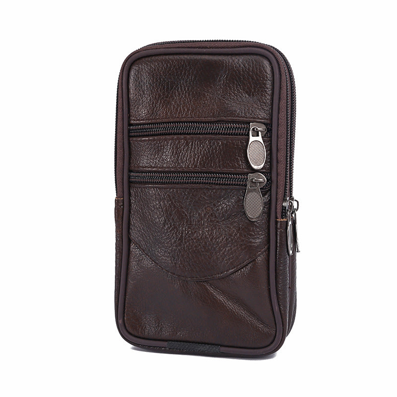 Men's Mobile Vertical Person Cattle Leather Men's Waist Packs