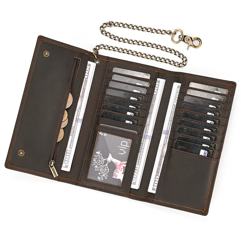 Men's Genuine Leather Vintage Crazy Horse Multiple Men's Wallets