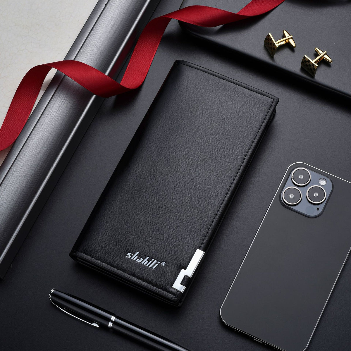 Men's Oil Wax Leather Business Letter Style Long Men's Wallet