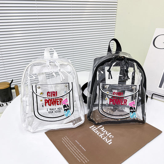 Women's Plastic Cloth Candy Color Waterproof College Entrance Examination Backpacks