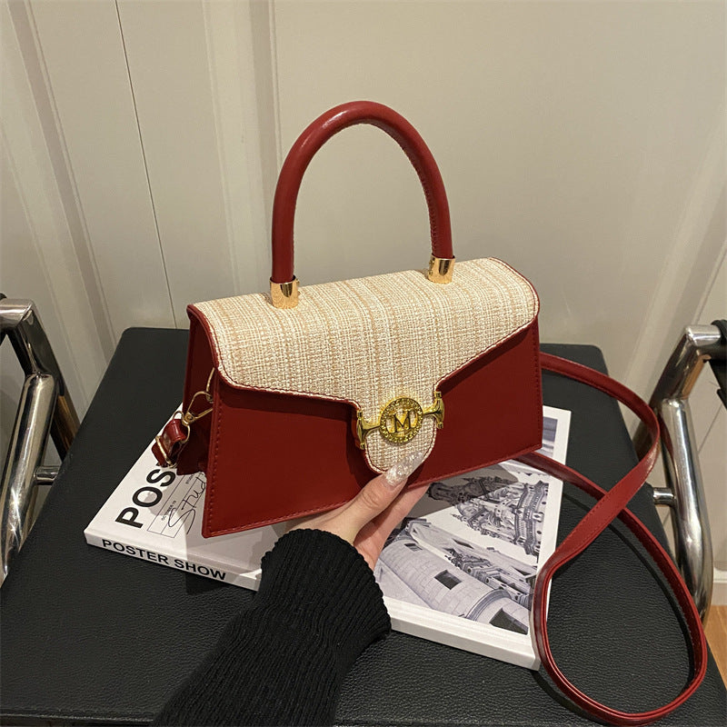 Women's Simple Stitching Letters Large Capacity Fashion Retro Women's Shoulder Bag