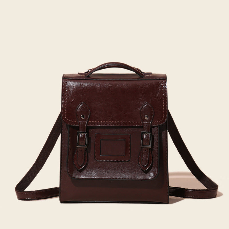 Women's Genuine Leather Oil Wax Retro Easy Matching Backpacks