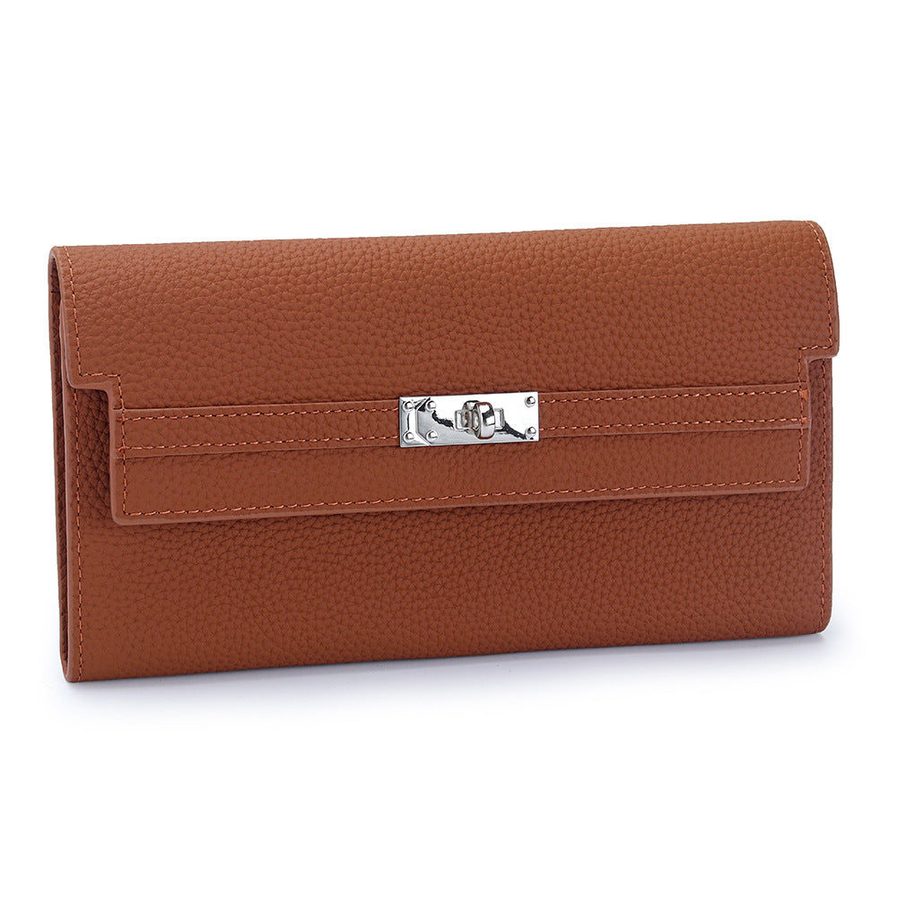Layer Cowhide Long Kelly Genuine Leather Large Capacity Cell Ladies Wallet