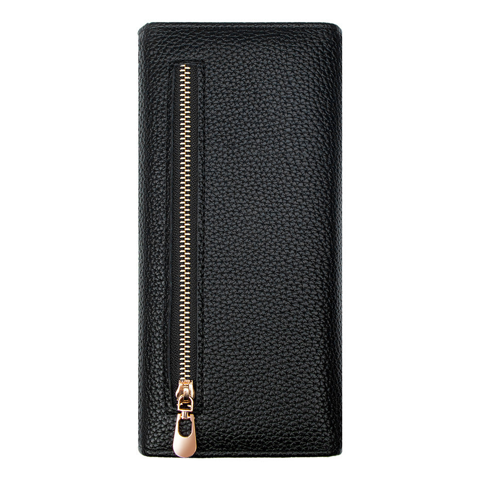 Lychee Pattern Clutch Two Fold Large Ladies Wallet