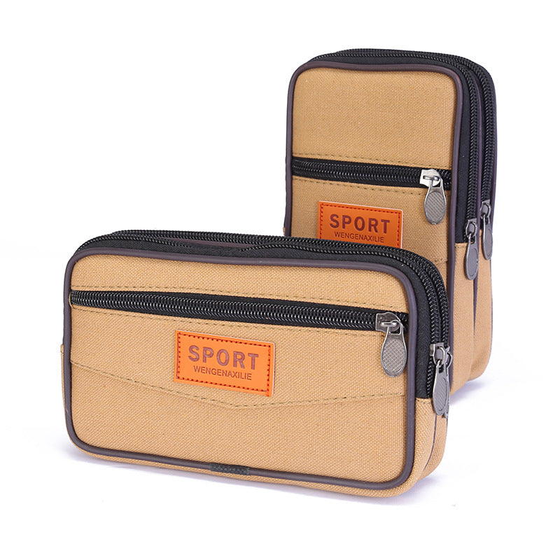 Women's & Men's & Canvas Zipper Running Cell Construction Men's Waist Packs