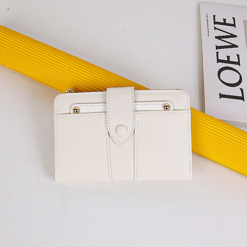 Women's Mid-length Solid Color High-grade Large Capacity Two Fold Folding Card Holder