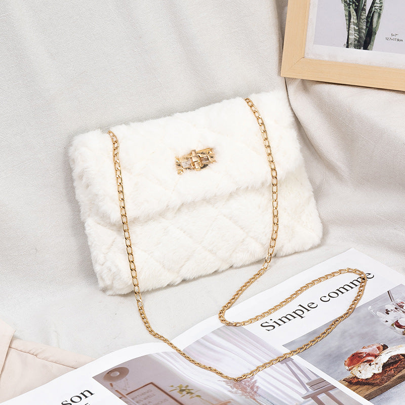 Charming Women's Furry Fashionable Korean Chain Crossbody Bags