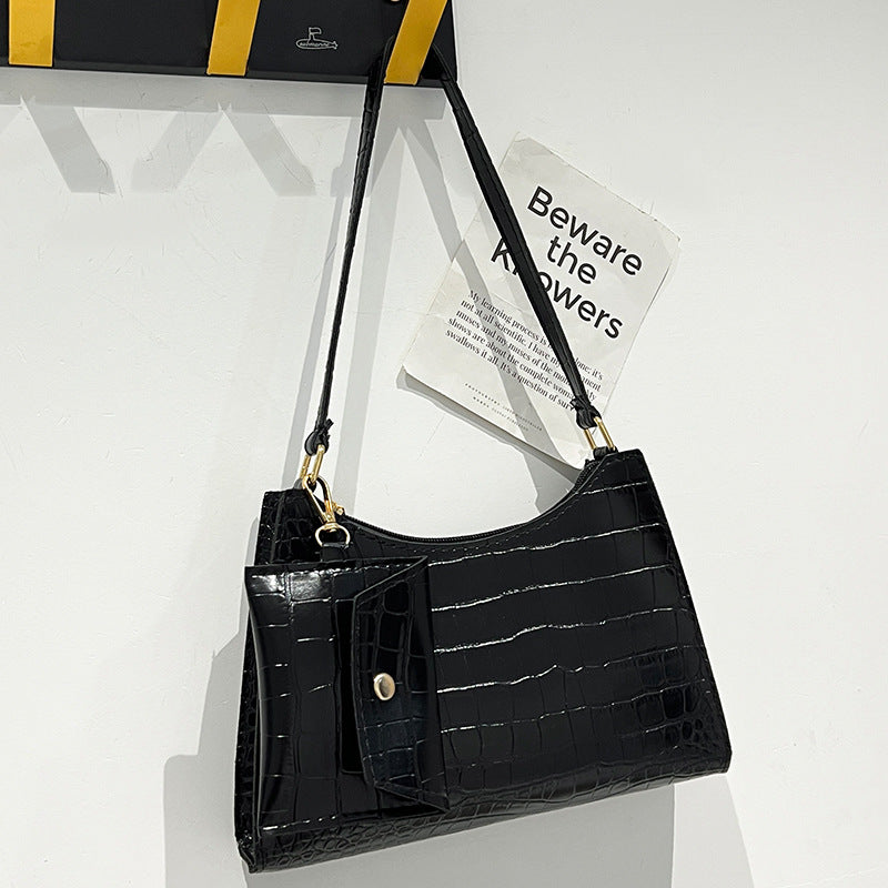 Women's New Crocodile Pattern Underarm Two-piece Shoulder Bags