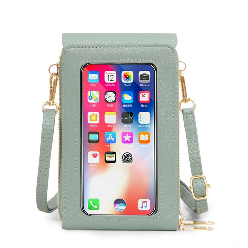 Women's Fashionable Leather Touch Screen Mobile Retro Solid Bags
