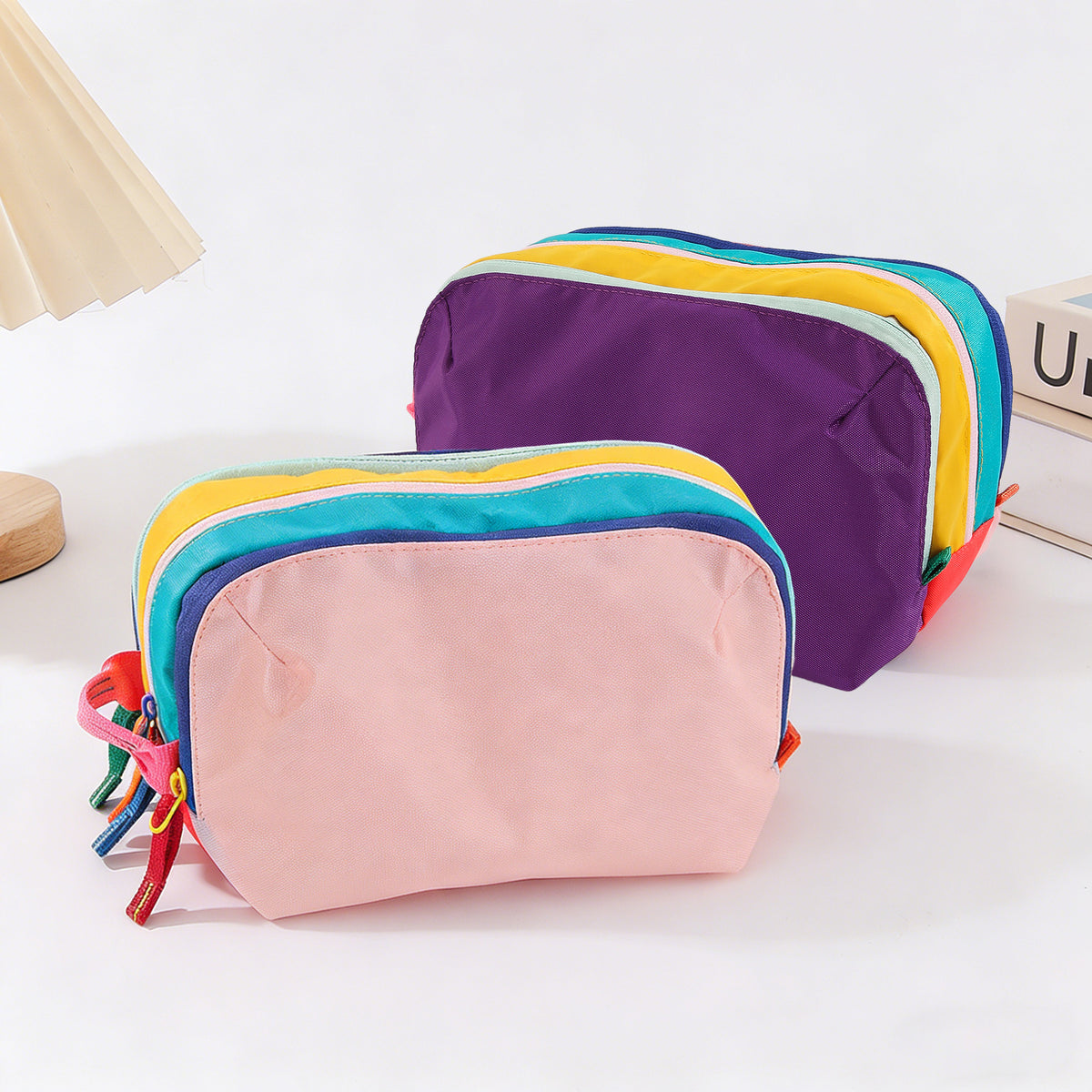 Dopamine Color Waterproof Nylon Wash Contrast Storage Large Makeup Bag
