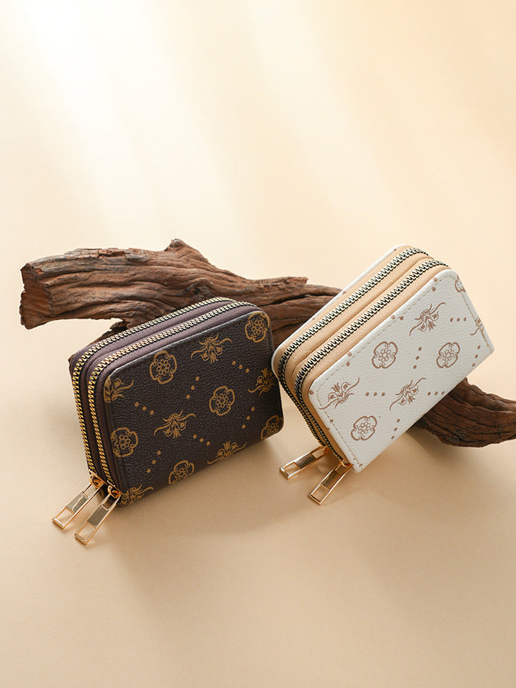 Double Zipper Organ Fashion Clamp Retro Card Holder