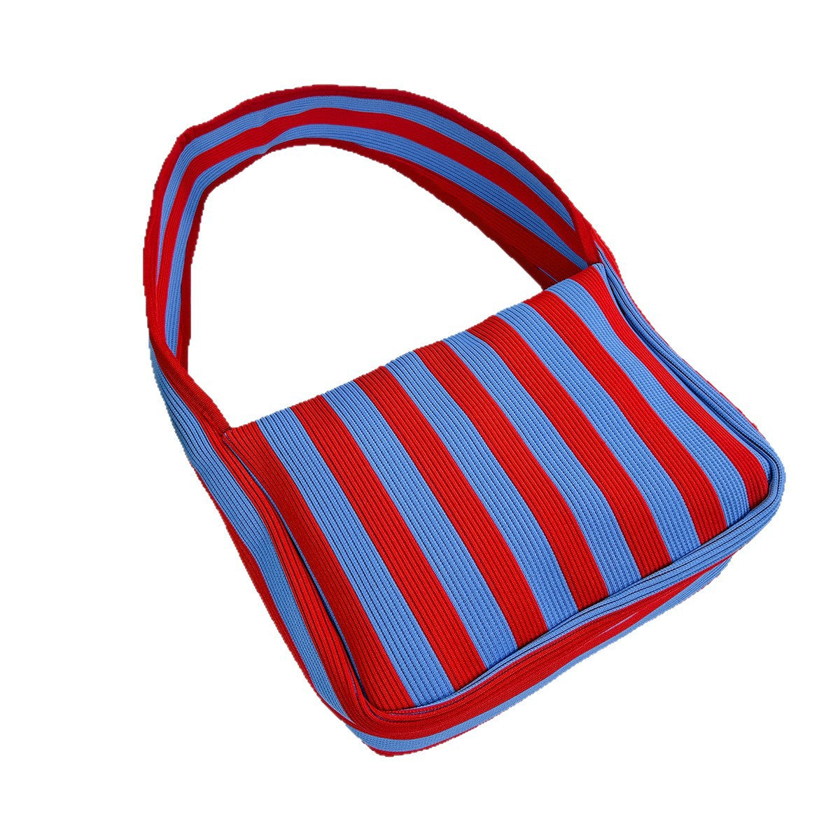 Striped Finland Flower Knitted Portable Large Capacity Plaid Thickened Contrast Women's Shoulder Bag