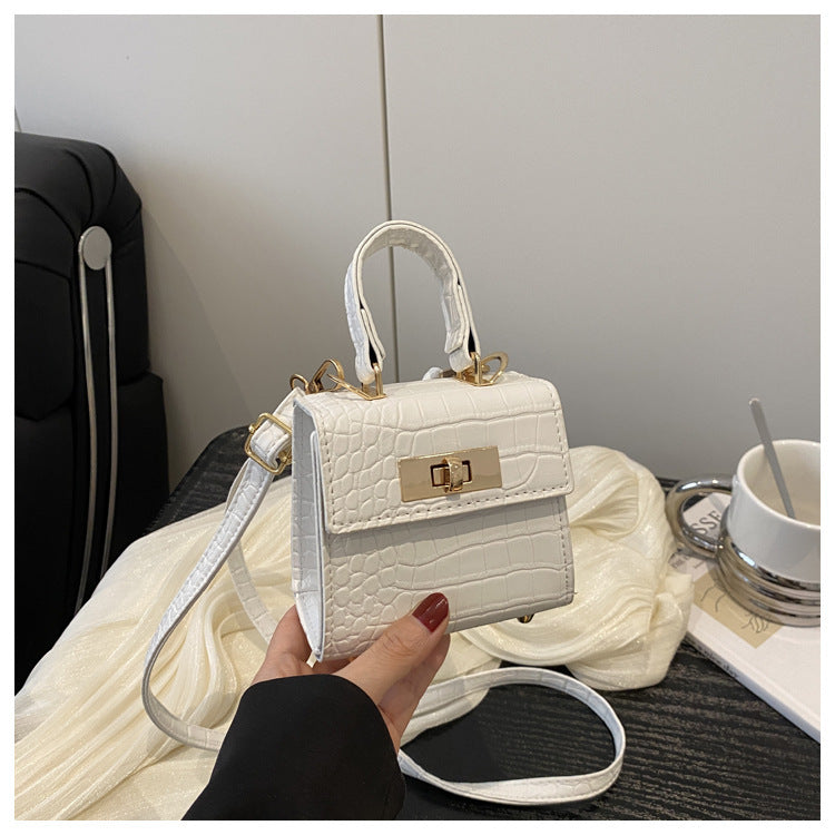 Retro Simple Graceful Summer Solid Color Textured Stone Pattern Fashion Women's Shoulder Bag