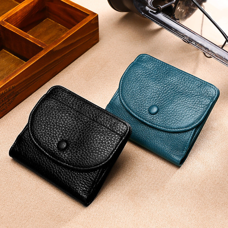 Men's Genuine Leather Short Hasp Change Credit Purses