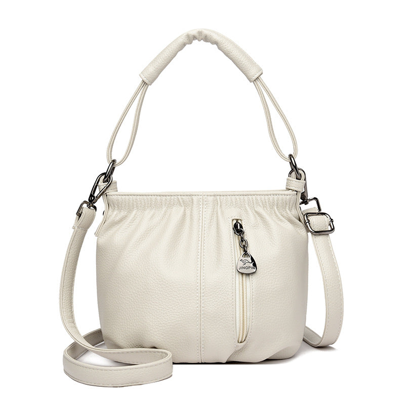 Fashion Minority Design Pleated Simple Solid Color Korean Style Women's Messenger Bag