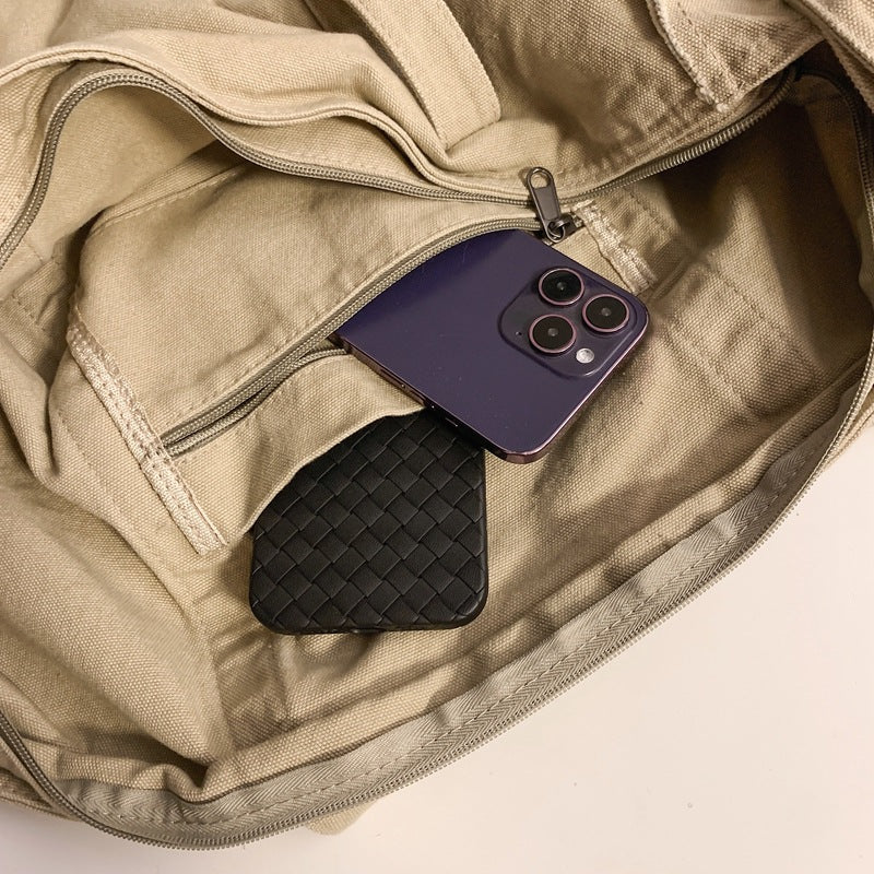 Male Female Personality Frayed Canvas Portable Women's Messenger Bag