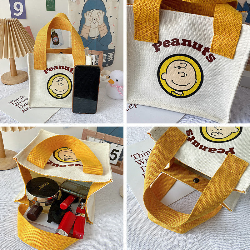 Women's Cartoon Hand-held Large Capacity Shopping Lunch Handbags