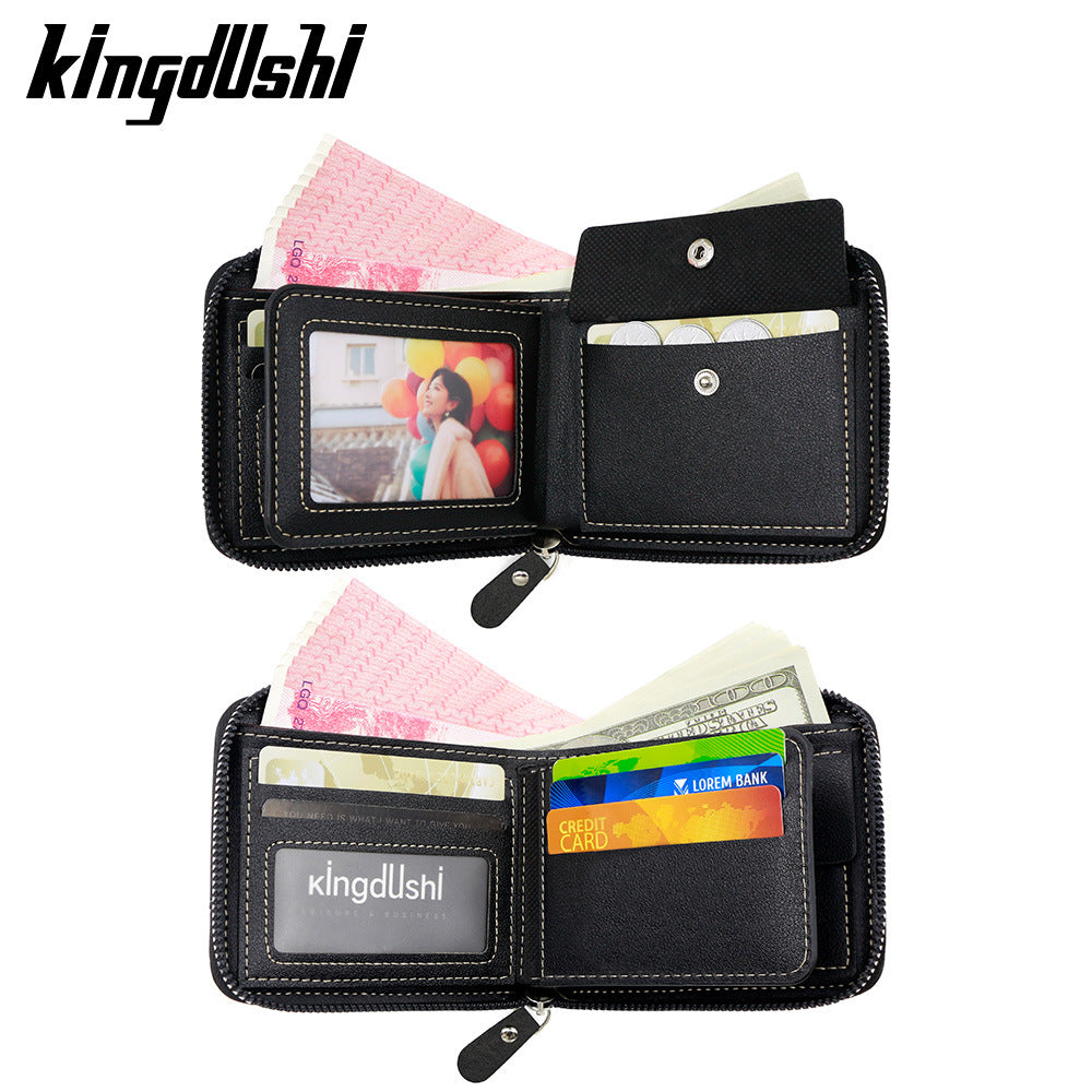 Men's Stitching Contrast Color Short Scarf Large Capacity Multiple Slots Hinge Men's Wallet