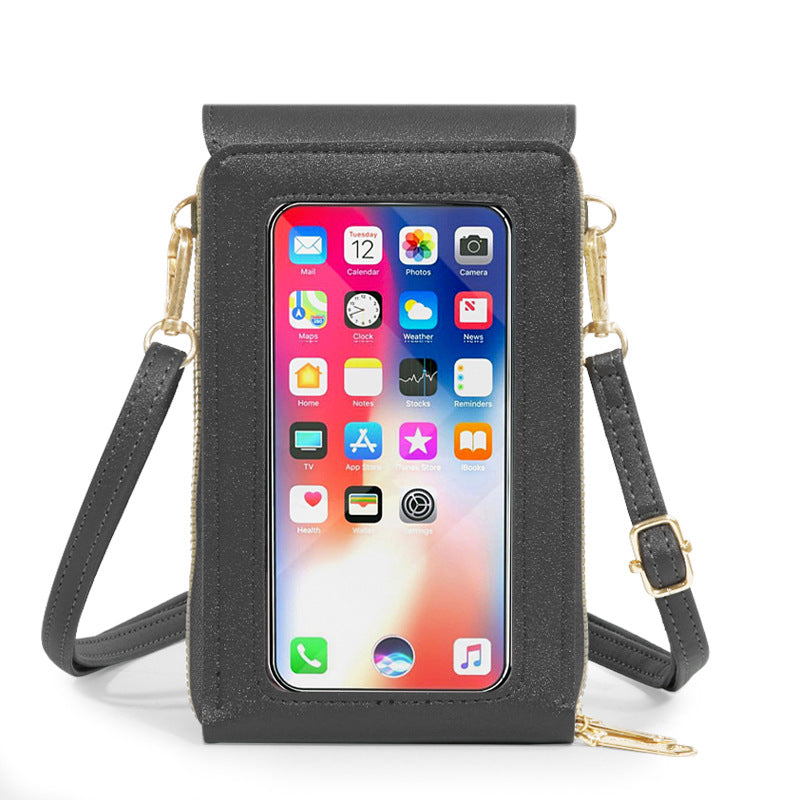 Women's Fashionable Leather Touch Screen Mobile Retro Solid Bags