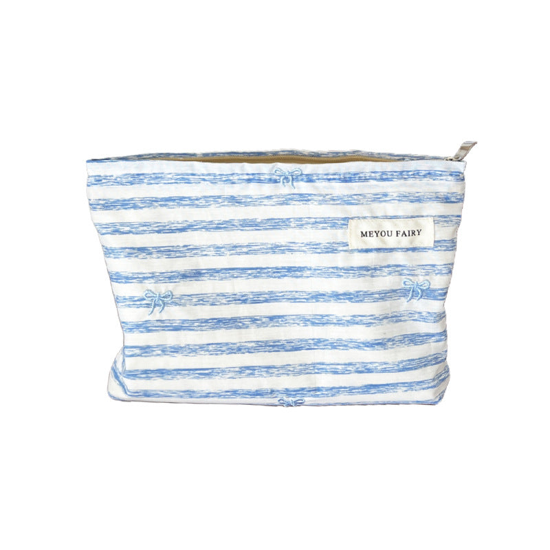 Simple Striped Toiletry Storage Buggy Good-looking Cosmetic Bags