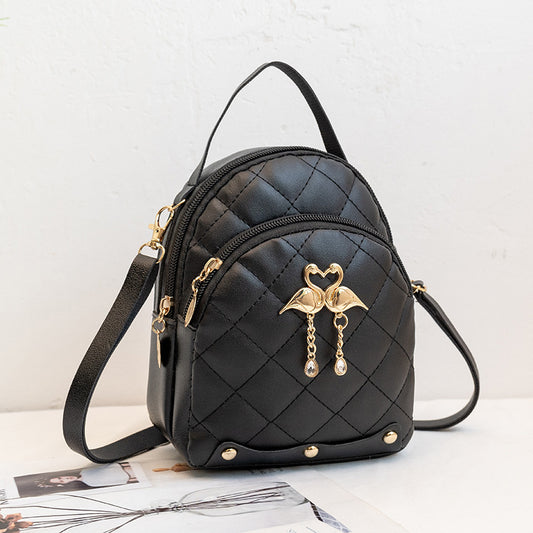 Fashion Embroidery Rhombus Cute Hardware Decoration Backpacks