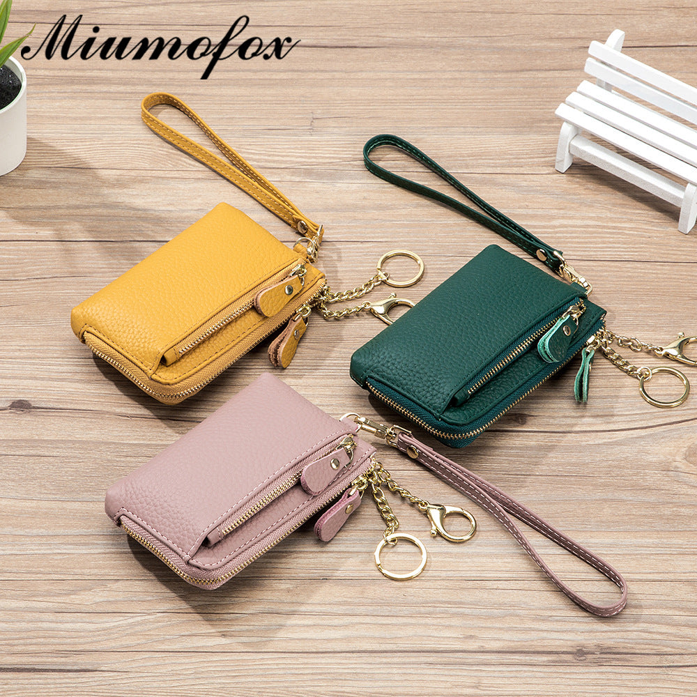 Graceful Cowhide Hand Strap Simple Multifunctional Coin Purses