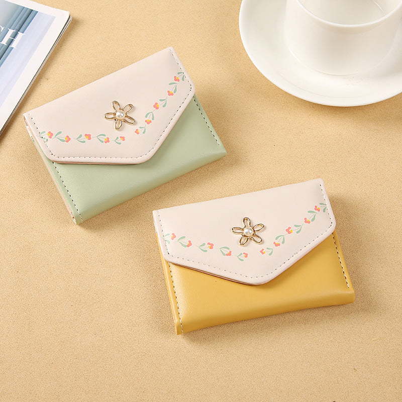 Women's Korean Style Stitching Fashion Simple Short Coin Purses