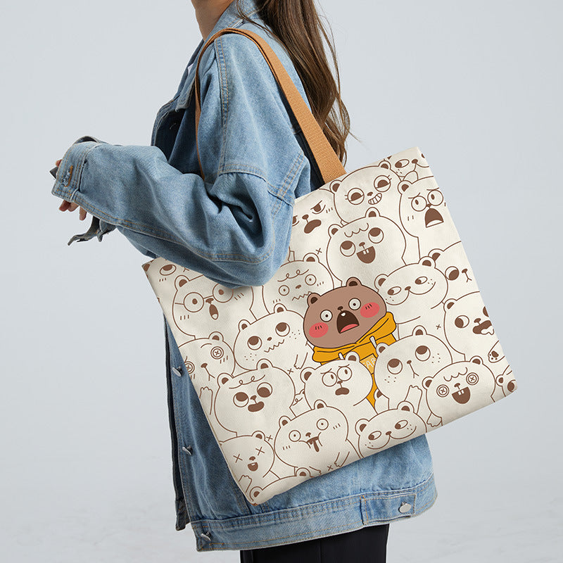 Women's Canvas Large Capacity Korean Style Commuter Women's Shoulder Bag