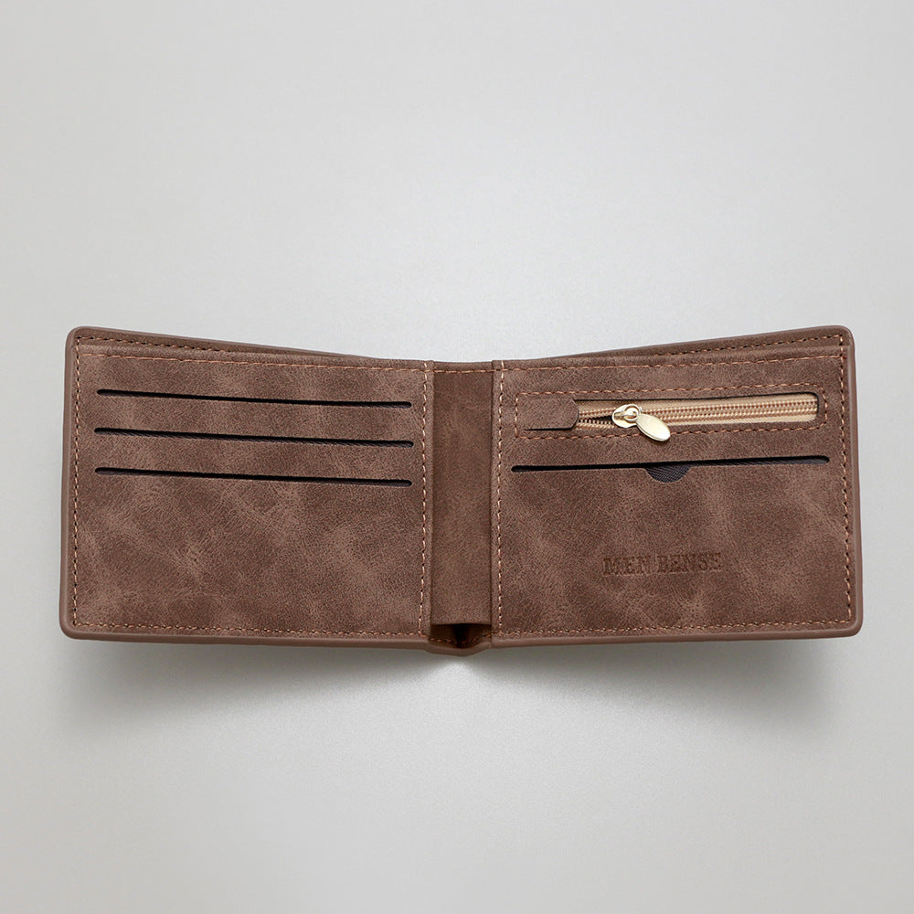 Men's Retro Short Horizontal Sier Frosted Dollar Men's Wallet
