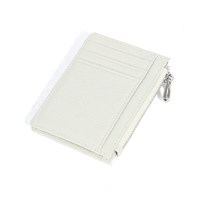 Women's & Men's & Leather Cowhide Solid-color Thin Section Card Holder