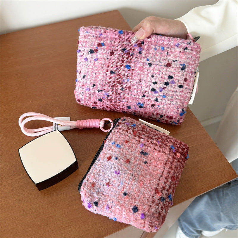 Classic Style Woolen Clutch Sweet Storage Cosmetic Bags