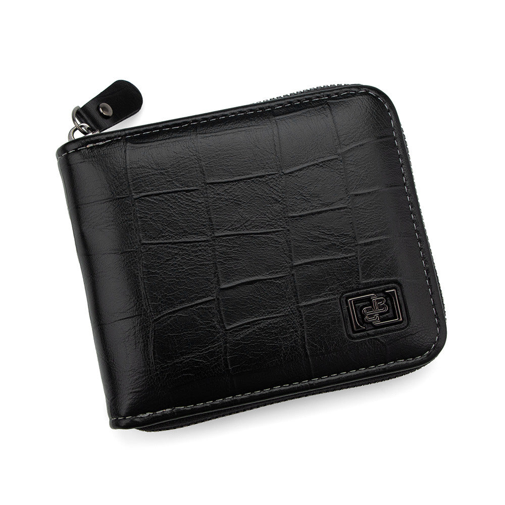 Men's Classic Crocodile Pattern Short Chain Hinge Men's Wallet